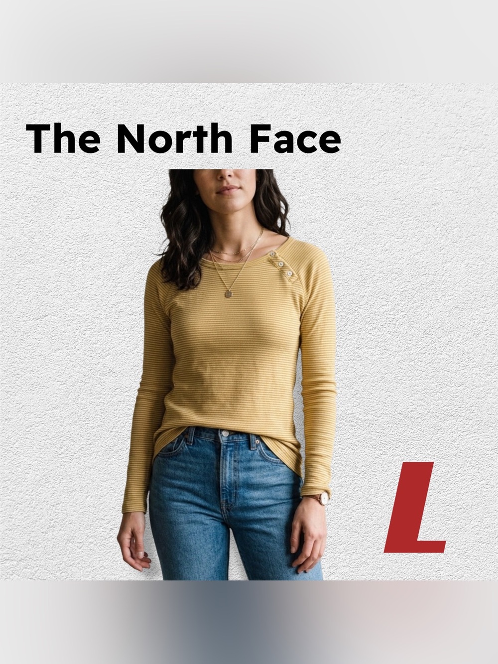 🇺🇸👍GUC NORTH FACE | L | Outdoorsy Yellow Stripes Long Sleeves Knit Top❗️read*